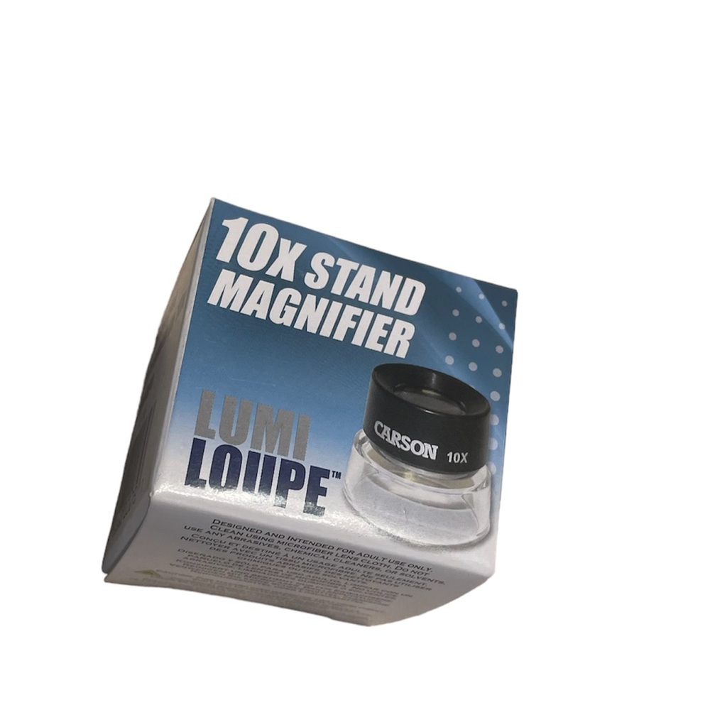 Carson LumiLoupe Pre-Focused Dual-Lens Stand Magnifying Loupes, 10x Magnifier
